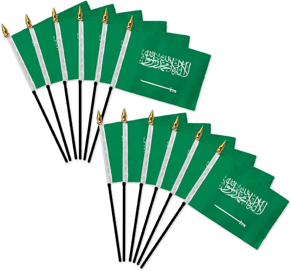 Saudi Arabia 4x6in Stick Flag - 1 dozen pack