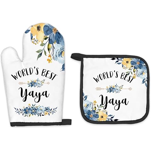 Yaya Gifts Oven Mitts and Pot Holders Sets, Gifts for Yaya from Grandkids Kitchen D...
