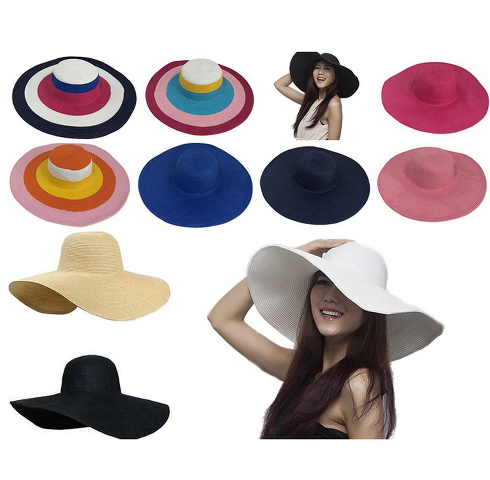 Sombrero de sol de ala ancha para mujer, gorra de paja para prevenir los rayos del sol (blanco), Blanco 7