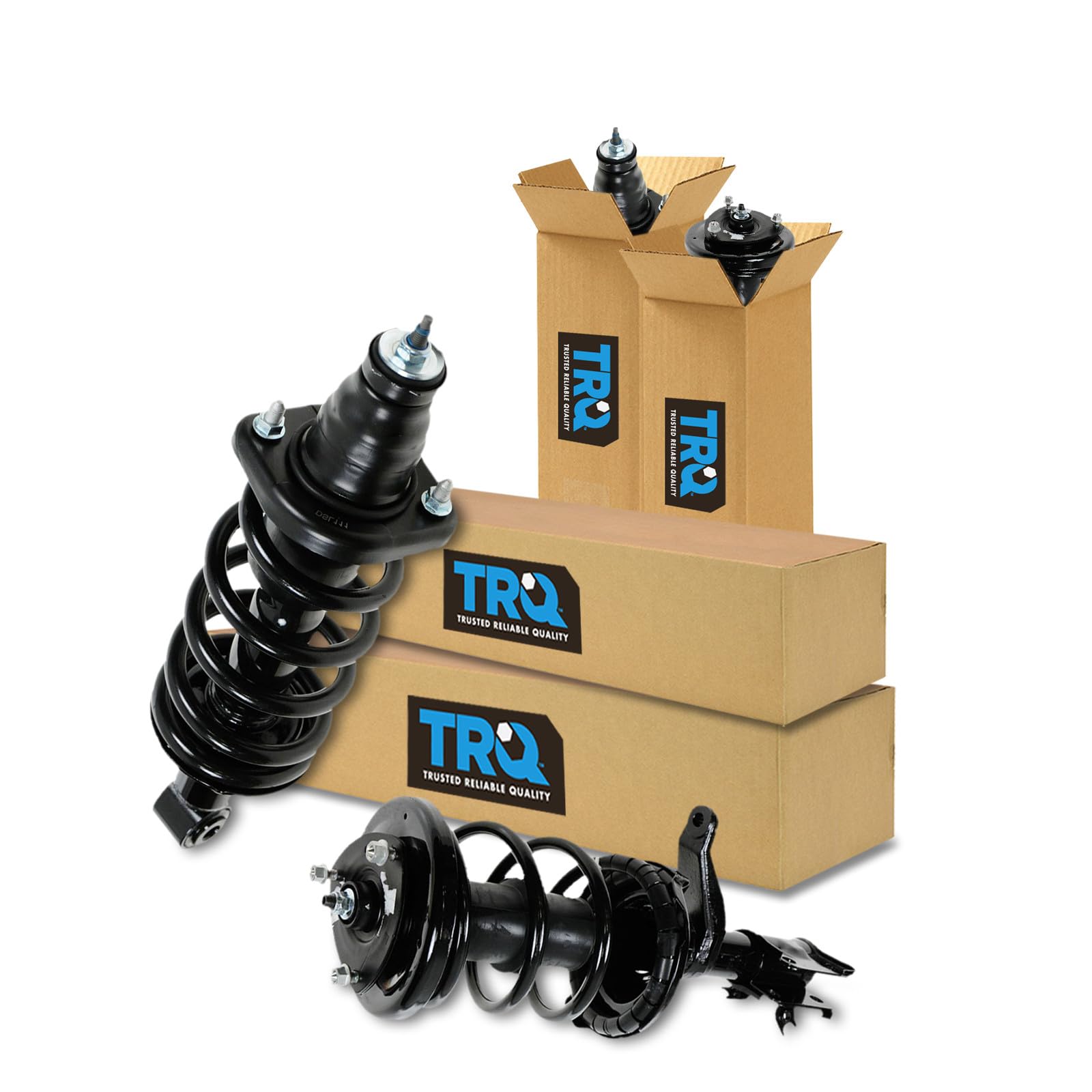 TRQ Front and Rear Strut &amp; Coil Spring Assembly Set Driver &amp; Passenger Sides Compatible with 02-06 Honda CR-V