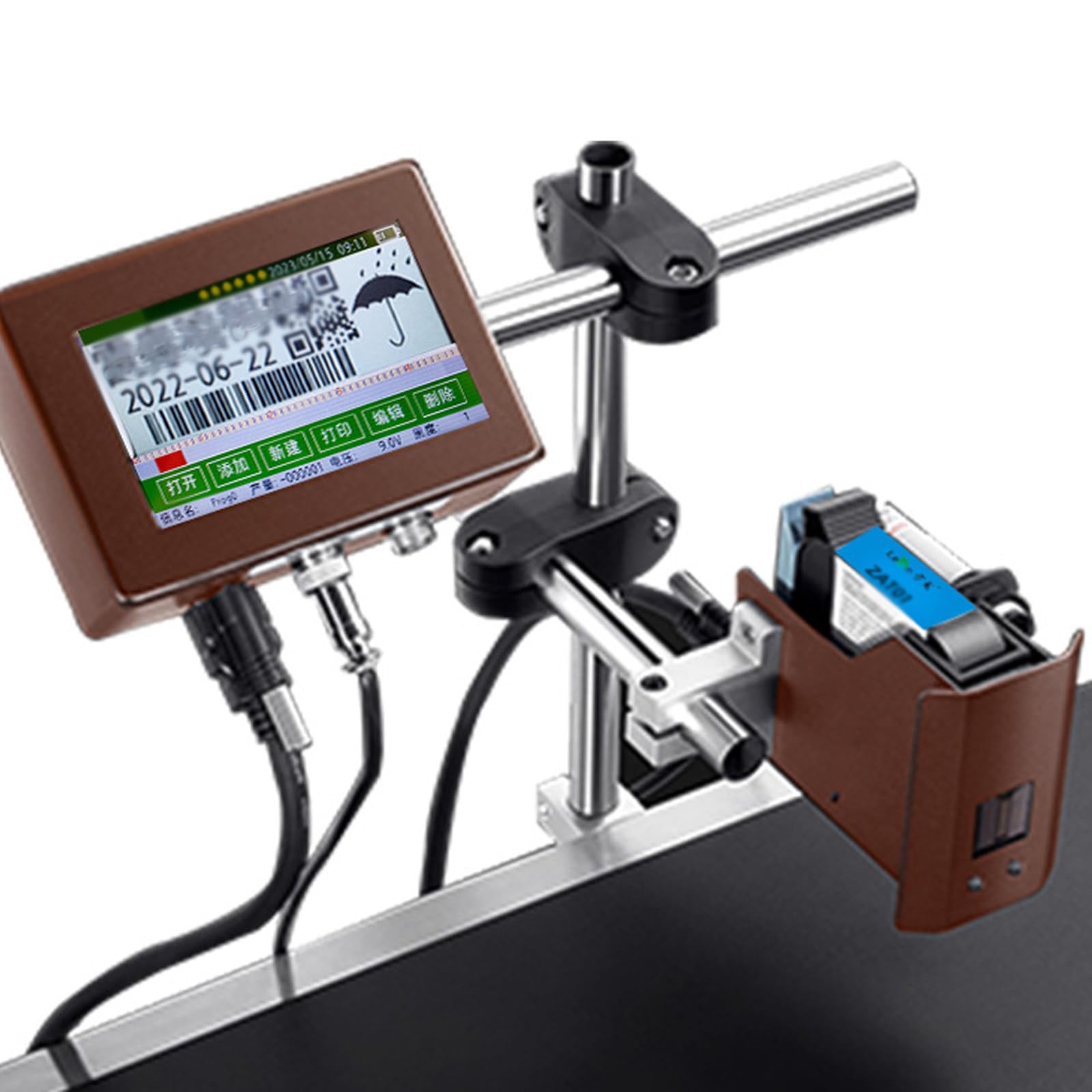 Industrial Inkjet Printer, Inkjet Coding Machine, Date Coding Machine, Online Coding Machine for Text QR Code/Barcode/Batch Number/Label/Image/Date Printer with Touch Screen,12.7mm