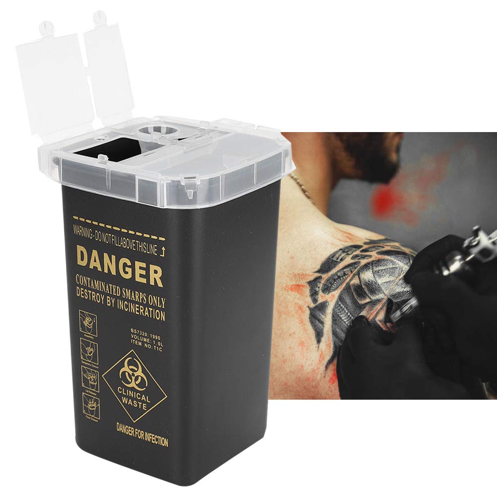 Contenitore per Rifiuti per Aghi da Tatuaggio con Lama Usa e Getta in Plastica Nero