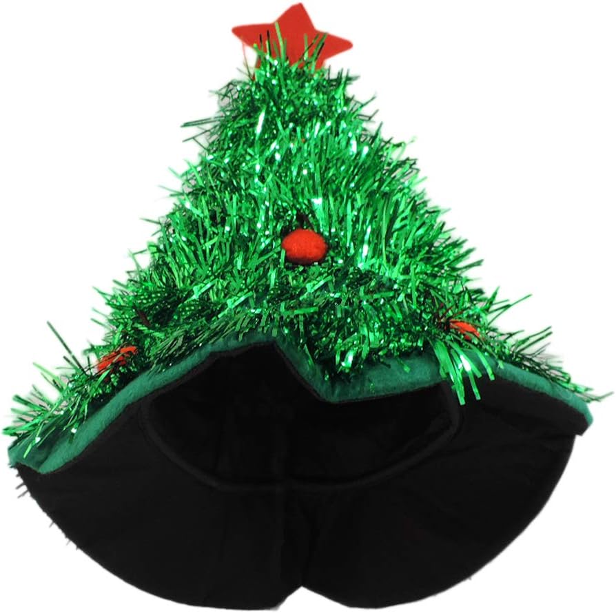 Green Tinsel Christmas Tree Holiday Novelty Costume Party Hat - Image 2