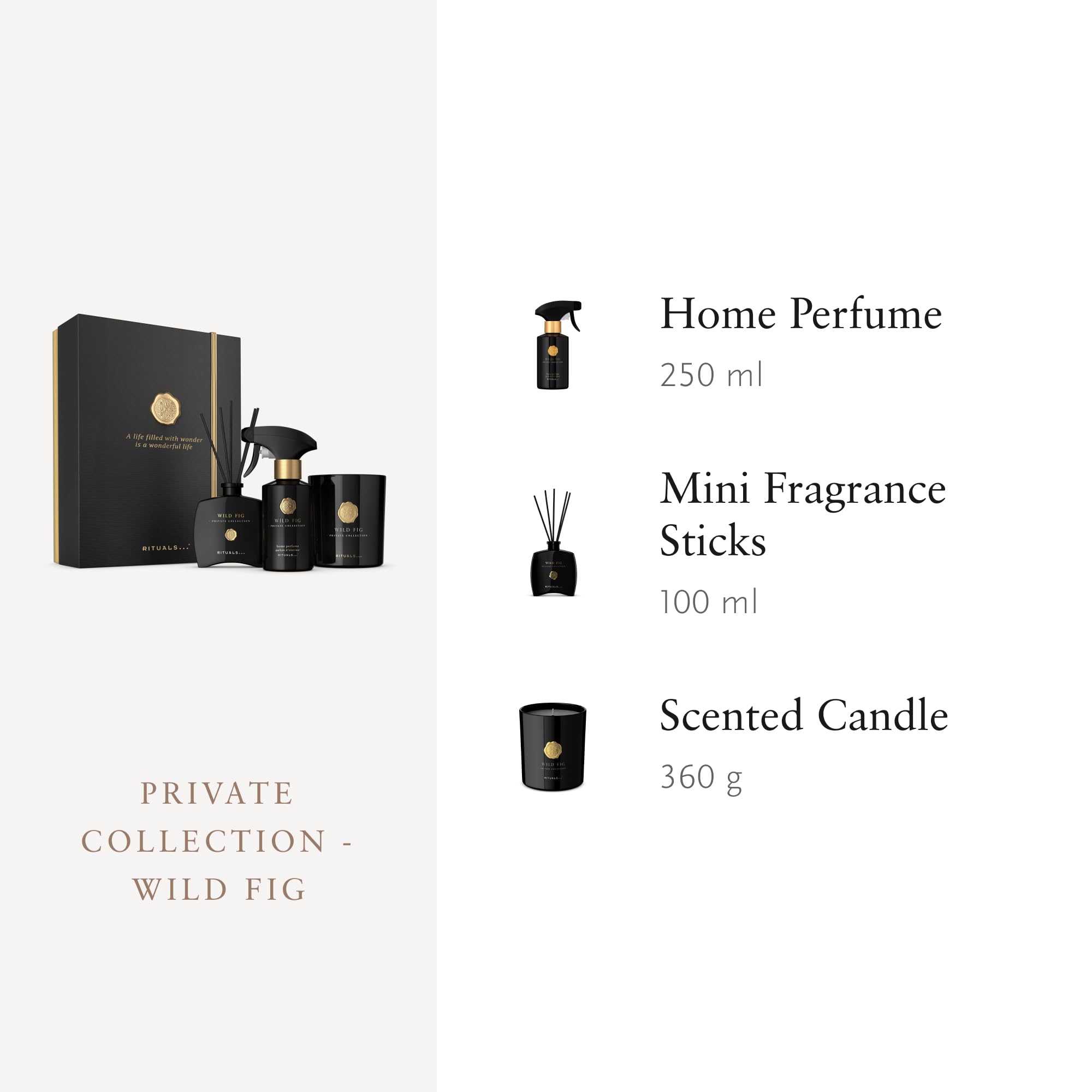 RITUALS Geschenkset Wild Fig Large – luxuriöse Raumdüfte aus der Private Collection – Aromatherapie-Geschenkbox mit Raumparfüm, Duftkerze und Duftstäbchen