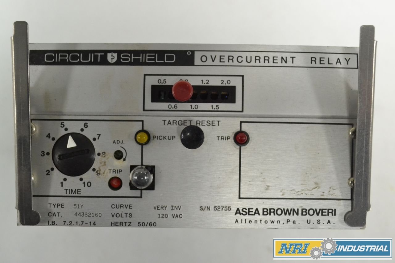ABB 443S2160 TYPE 51Y OVERCURRENT CIRCUIT SHIELD RELAY 120VAC B284662