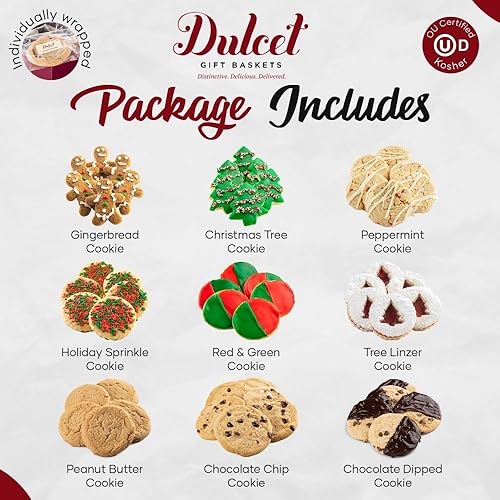 Miniatura 5 de Dulcet Gift Baskets Surtido navideño de galletas recién horneadas con menta, hombre de jengibre, chispas de chocolate y muchas más ideales para