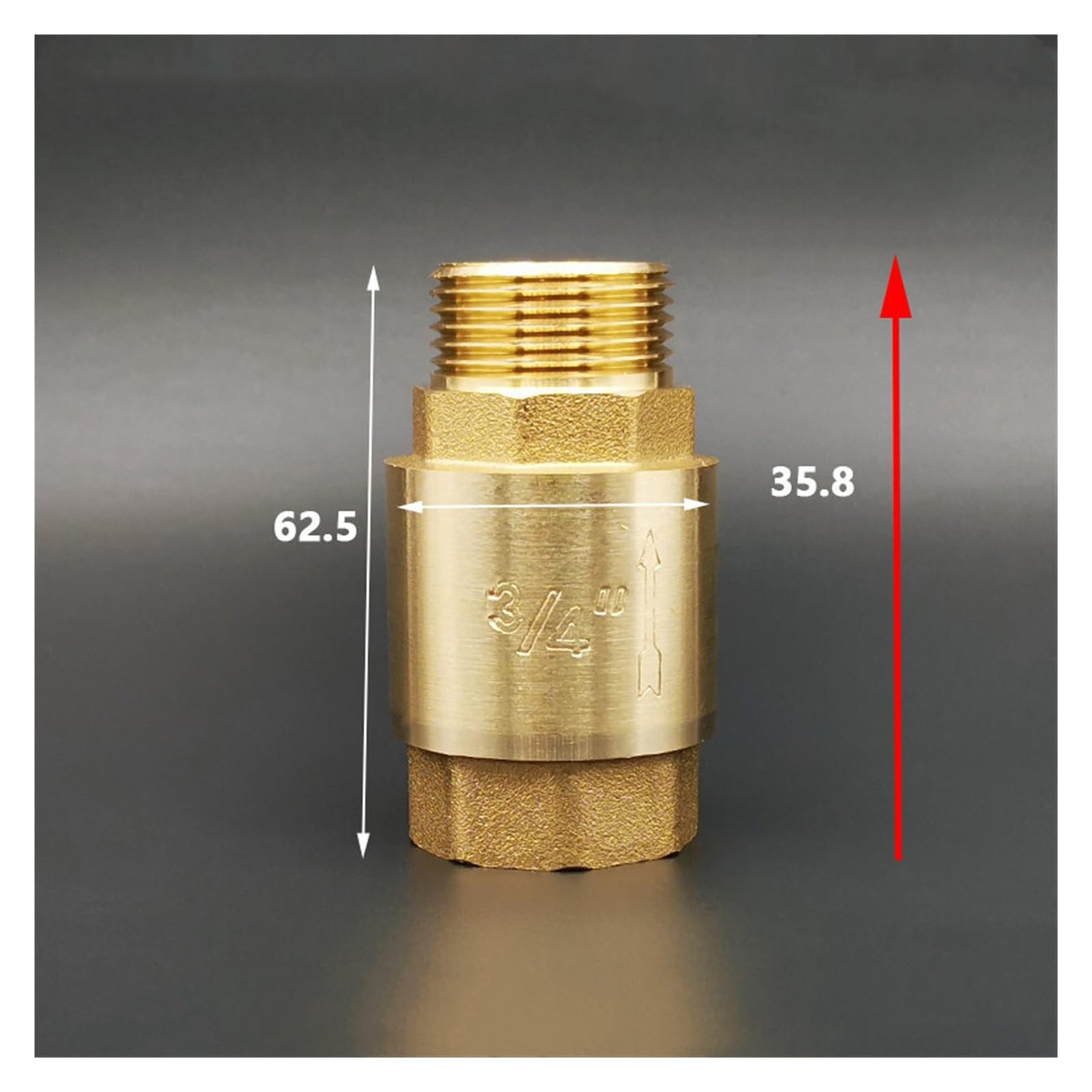 Valvola di ritegno Valvola di ritegno, valvola di non ritorno, 1/2 "3/4" 1 "BSP Filettatura maschio femmina Ottone Molla di sollevamento verticale Valvola di non ritorno unidirezionale(Female to Male,