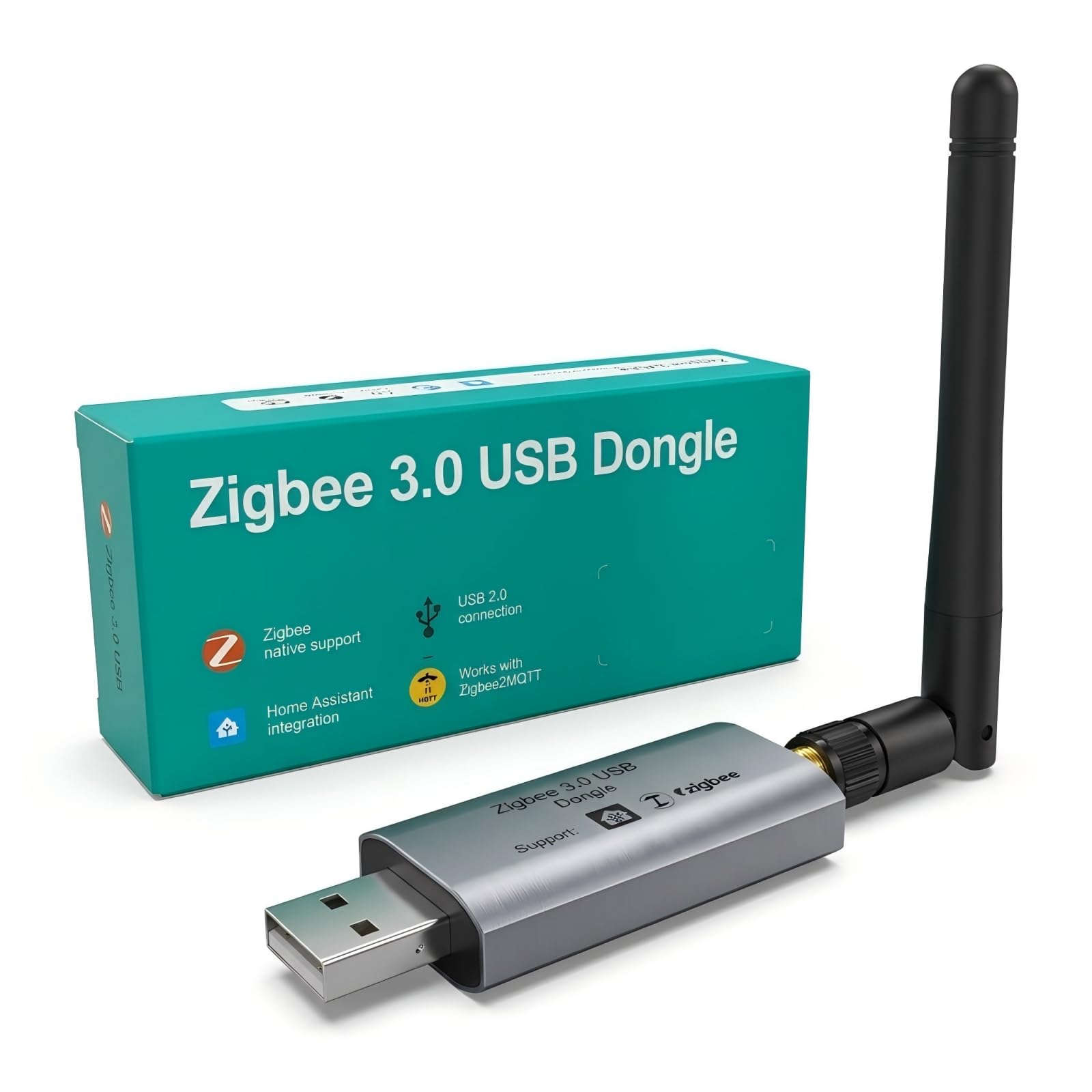 Zigbee 3.0 USB Dongle, Zigbee Gateway mit EFR32MG21 Chip & SMA External Antenne, USB Stick Koordinator für Home Assistant, Zigbee2MQTT, OpenHAB, Plug & Play