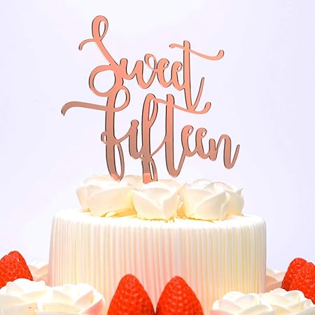 Or Rose Ensemble De Gateau Topper De 15e Anniversaire Gateau Topper Happy 15th Birthday Avec Cupcake Topper De Coeur Etoile Decoration De Gateau A Paillettes Pour Fete Danniversaire Cuisine Et Maison Accessoires