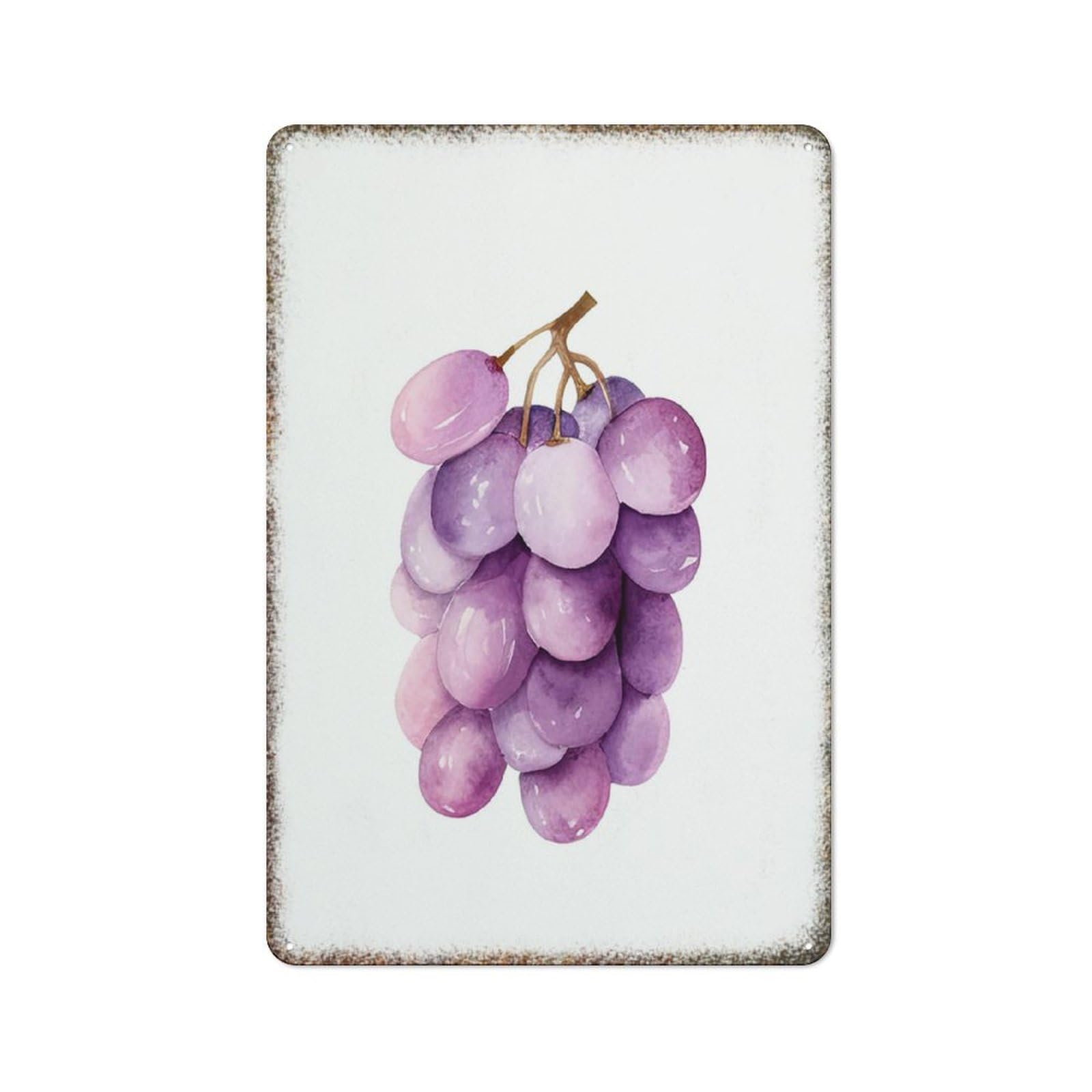 Plump Purple Grape Fruit Art Retro Metal Sign Bar Pub Dorm Funny Gift Horticulture Vintage Wall Decor 8x12 Inch