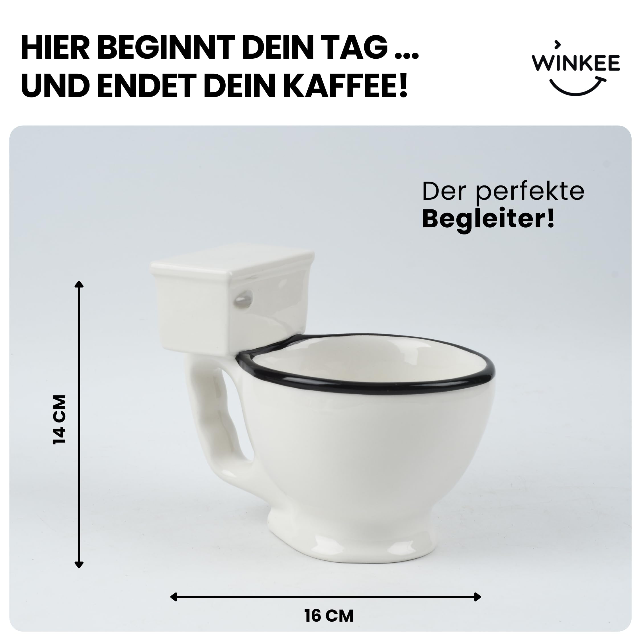 Winkee - Filiżanka do kawy toaletowej 350 ml | Zabawny garnek do kawy o wyglądzie toalety | duży kubek do kawy lub herbaty | stołowy kosz na śmieci | prezent na urodziny, jubileusz, do pracy