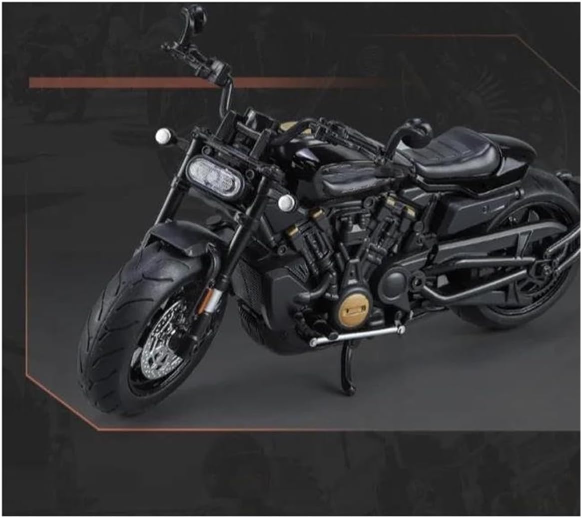 HASCBUYC 1/12 Compatible with Sportster S Detailed Scale Model, Precision Alloy Construction with Authentic Lighting Effects, Operational Front Wheel & Rear Shock Absorber(Black)