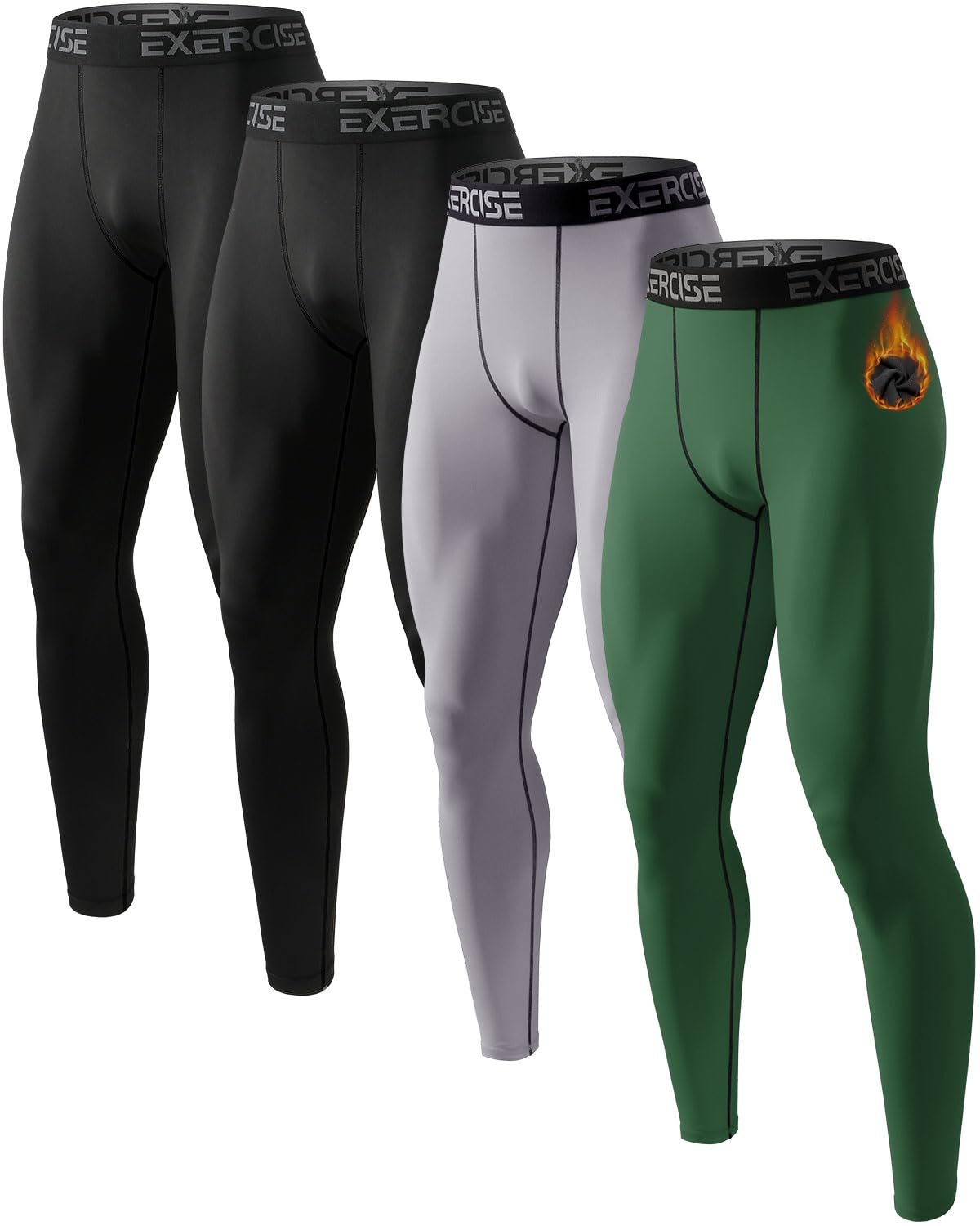 Mexholin 4 Pack Thermal Underwear for Men Long Johns Fleece Lined