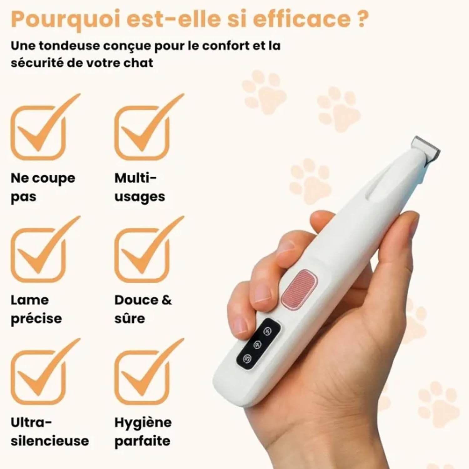 Tondeuse Patounet,Patounet Tondeuse Pour Chat,Tondeuse Électrique de Précision Ultra-Silencieuse,Lames Hypoallergéniques Sûres,Sans Risque de Blesser Votre Chat,Rechargeable