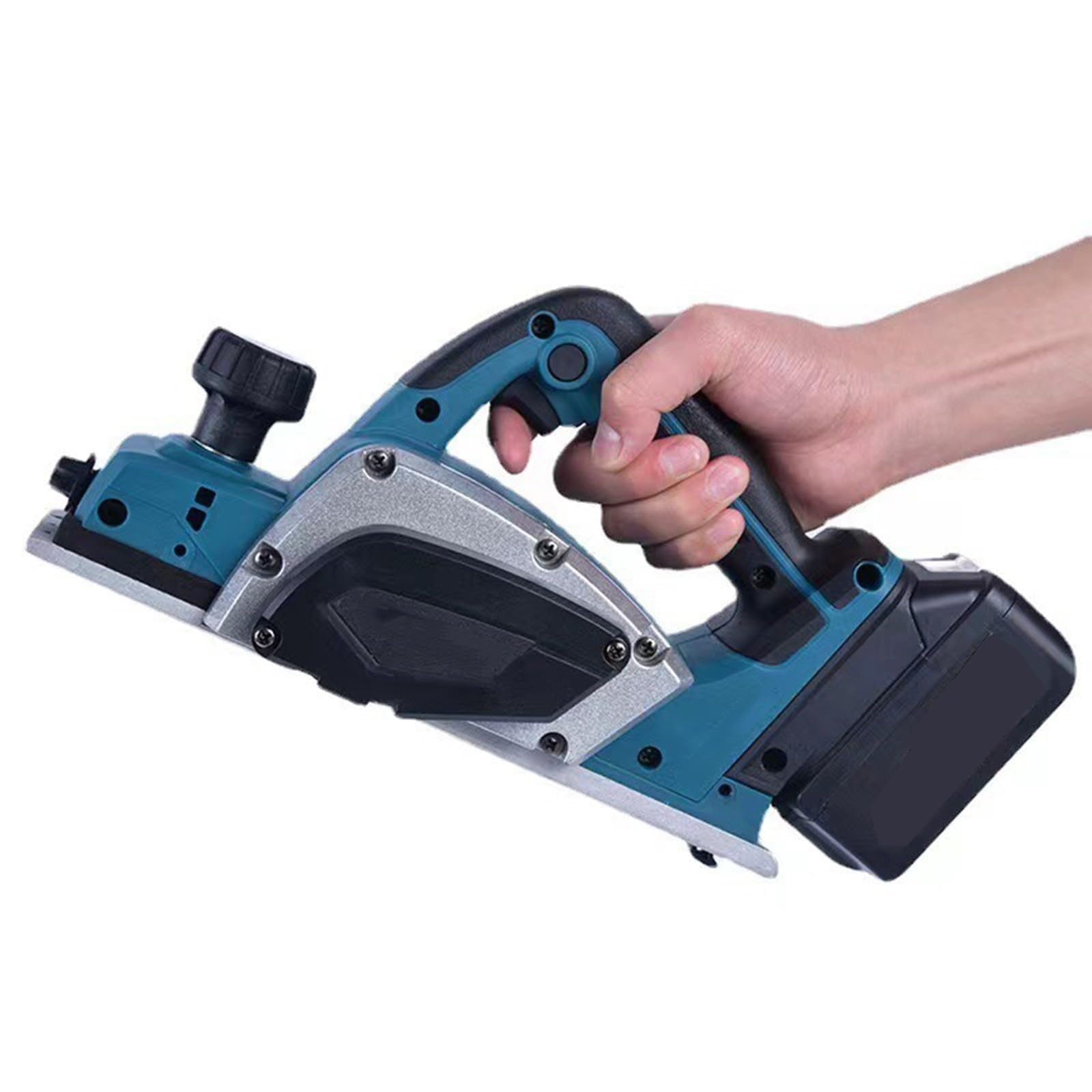 YXYLJOZ 650W Cordless Electric Planer - 15000 RPM, Adjustable Depth 0-5mm, 82mm Cutting Width, Portable Woodworking Tool for DIY Projects and Furniture Making (2 batteries)