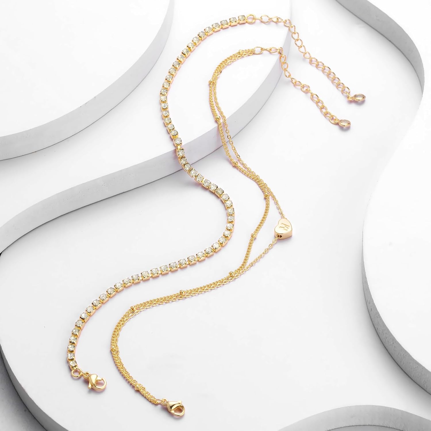 Yanoda Initial Ankle Bracelets for Women, 14K Gold Plated Waterproof Dainty Layered Heart Letter Initial Anklets Personalized Gifts - Image 7