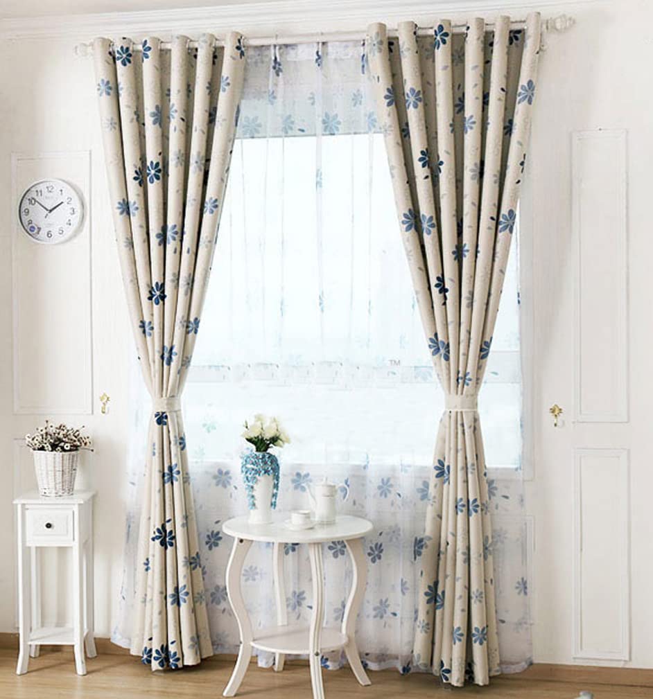 Tende oscuranti con occhielli, termoisolanti, motivo floreale, per camera da letto, soggiorno, camera dei bambini, 2 pannelli (200 x 270 cm)