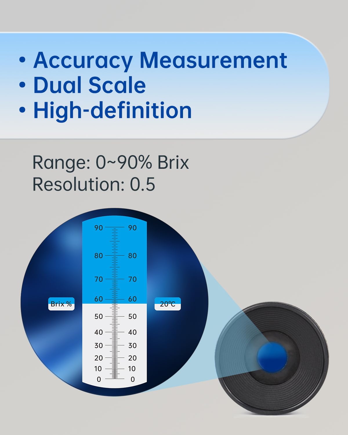 LOHAND Honey Refractometer for Honey Moisture, Scale Range: 0-90% Brix Refractometer, Precision Measuring Sugar Content for Maple Syrup/Wine/Fruit/Drink, Automatic Temperature Compensation