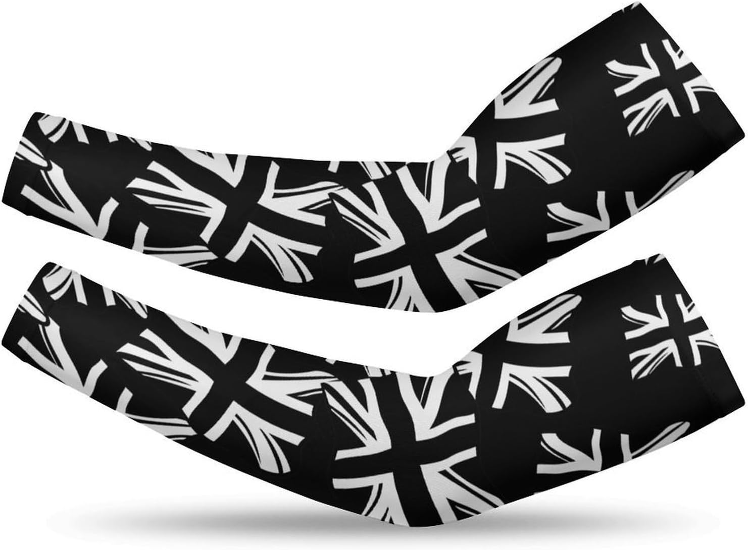Vintage Black Union Jack British Flag Arm Sleeves Sun Protection Sleeves Sports Cooling Arm Compression Sleeve for Men Women
