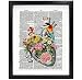 Susie Arts 8X10 Unframed Flowery Heart with bird Upcycled Vintage Dictionary Art Print Book Art Print Home Decor Wall Art Human Science Anatomy Art V105