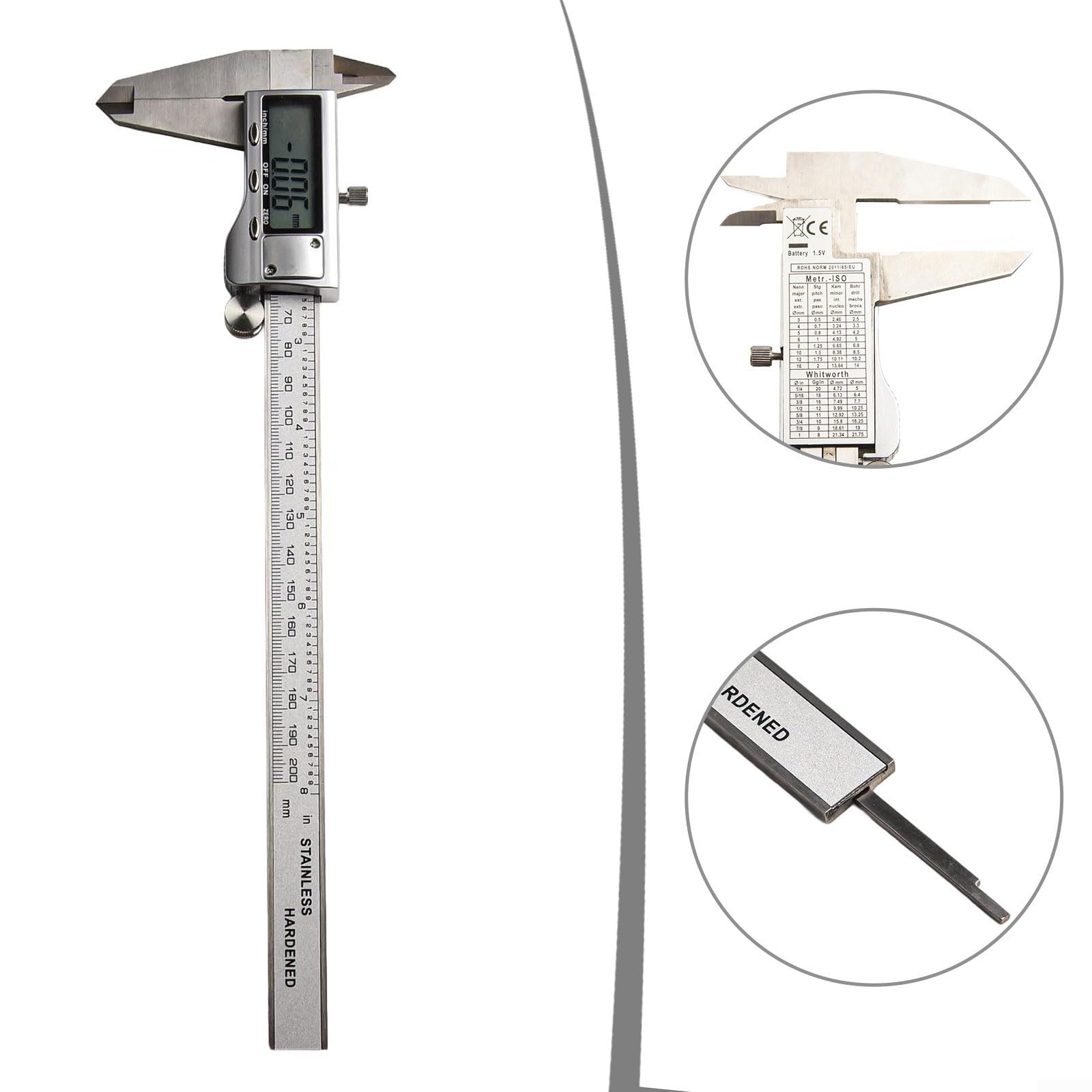 Calibrador digital Vernier de acero inoxidable de 0 a 150 mm ± 0,04 mm de precisión