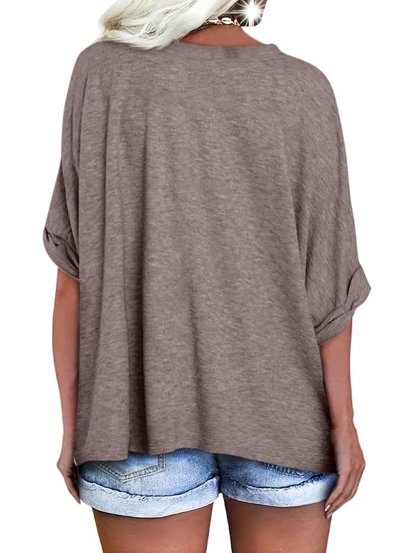 Langwyqu Womens Oversized T Shirts V Neck Short Sleeve Summer Tops Tees by Langwyqu - Used condition - Image 2