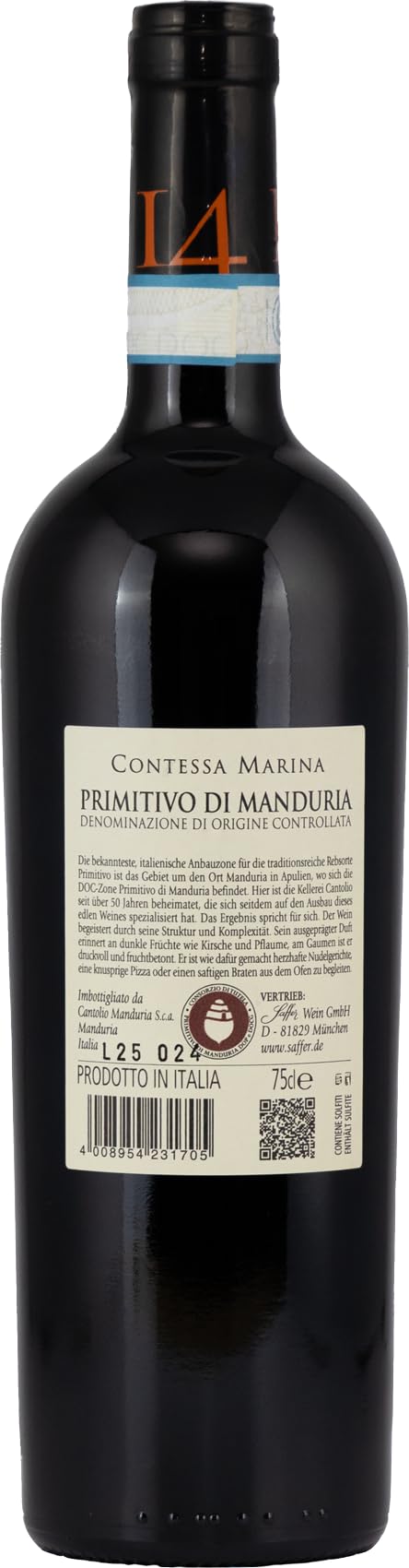 Primitivo di Manduria DOC ''14'' Contessa Marina Rotwein Apulien trocken (6 x 0.75l)