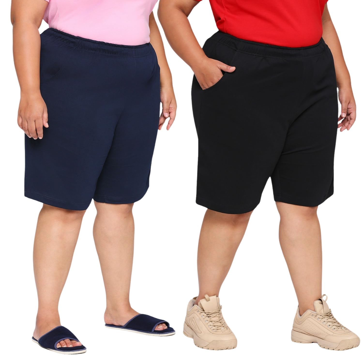 vaishvik Women's Plus Size Long Shorts - Pack of 2-picture-11