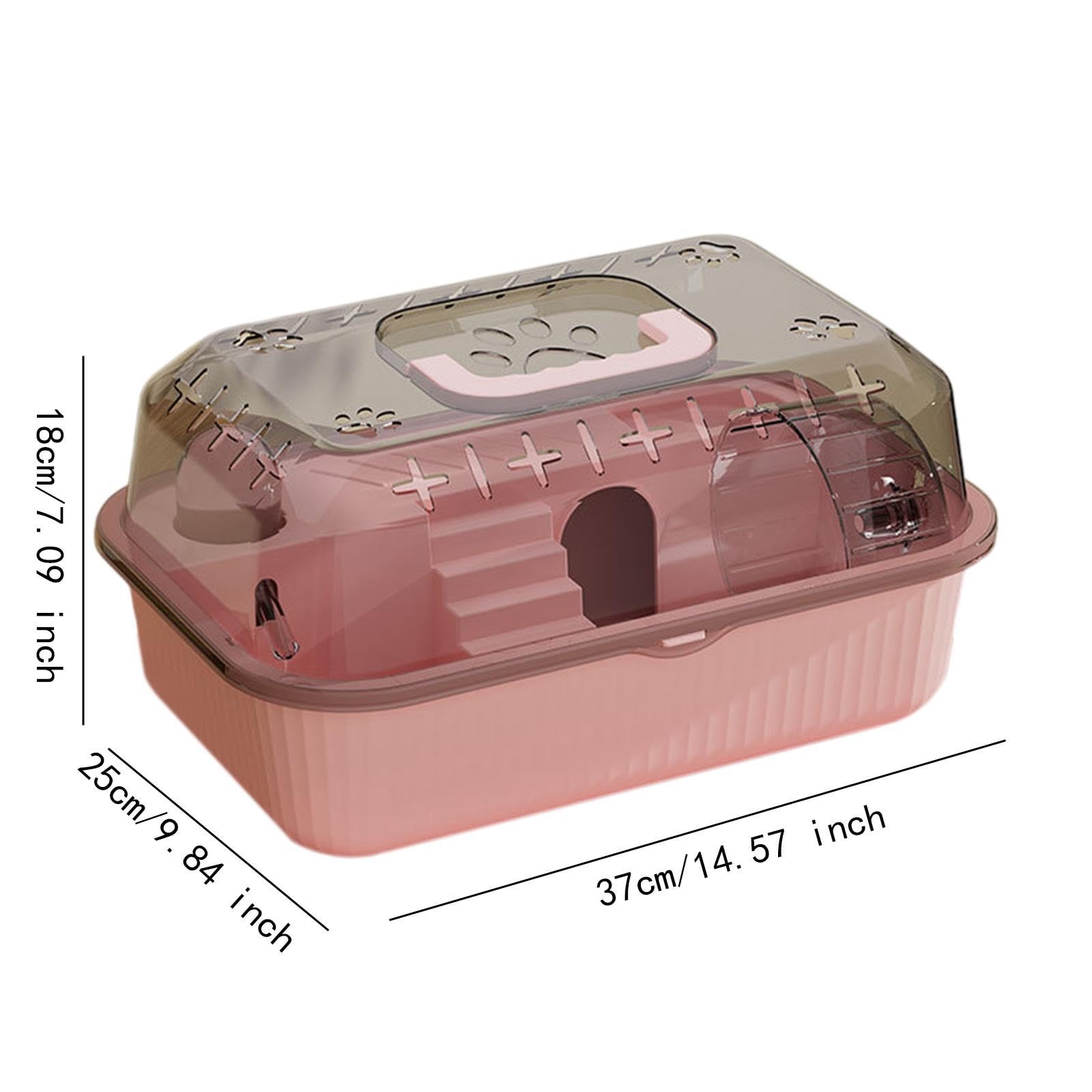 LOVIVER Petit conteneur pour Animaux de Compagnie, boîte de Transport pour Hamster, Cage Portable pour gerbilles, Rats, Planeur de Sucre, Lapin, cochons, Rose