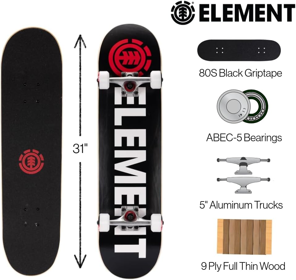 Element Popsicle Skateboard Blazin 31" Standard Skateboard with 5" Aluminum Trucks, 9-Layer NE Maple Deck - Ideal for Kids, Teens, and Adults of All Experience Levels