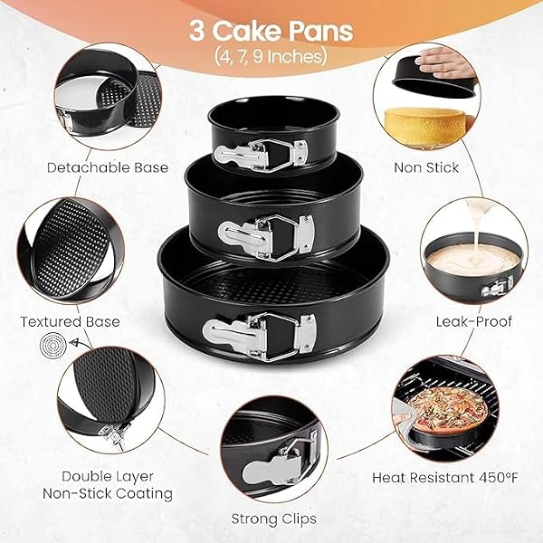 Miskralix 9" Springform Cake Pan - Carbon Steel Non-Stick, Removable Bottom, Ideal for Large Cheesecakes & Party Cakes, Easy Release for Family Baking & Gatherings by Miskralix - Used condition - Image 2
