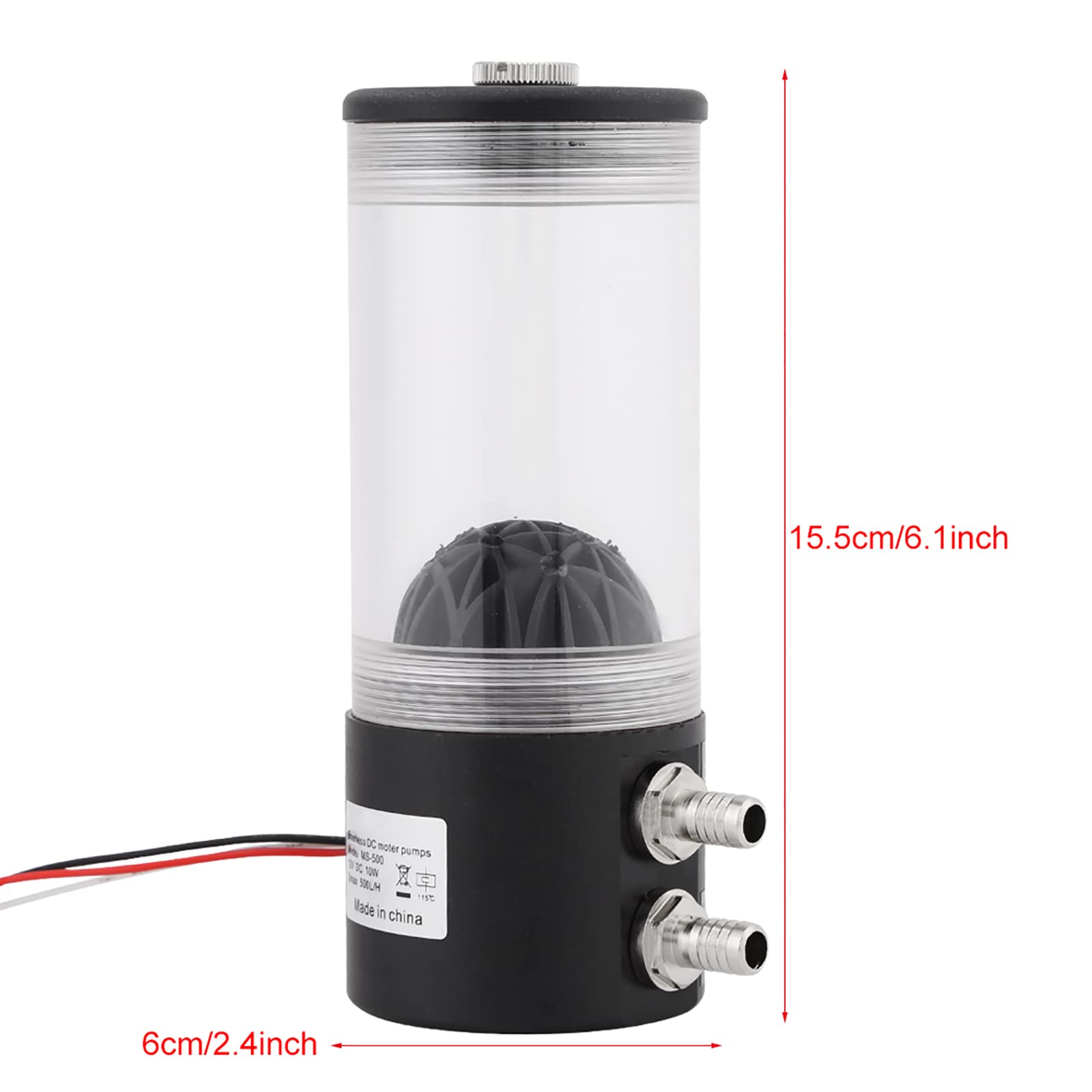 Kit de tanque con bomba de refrigeración por agua de 500 l/h, 10 W, CC 12 V; integrado de refrigeración líquida con conector de 3 pines; enfriador de CPU ultrarruidoso de