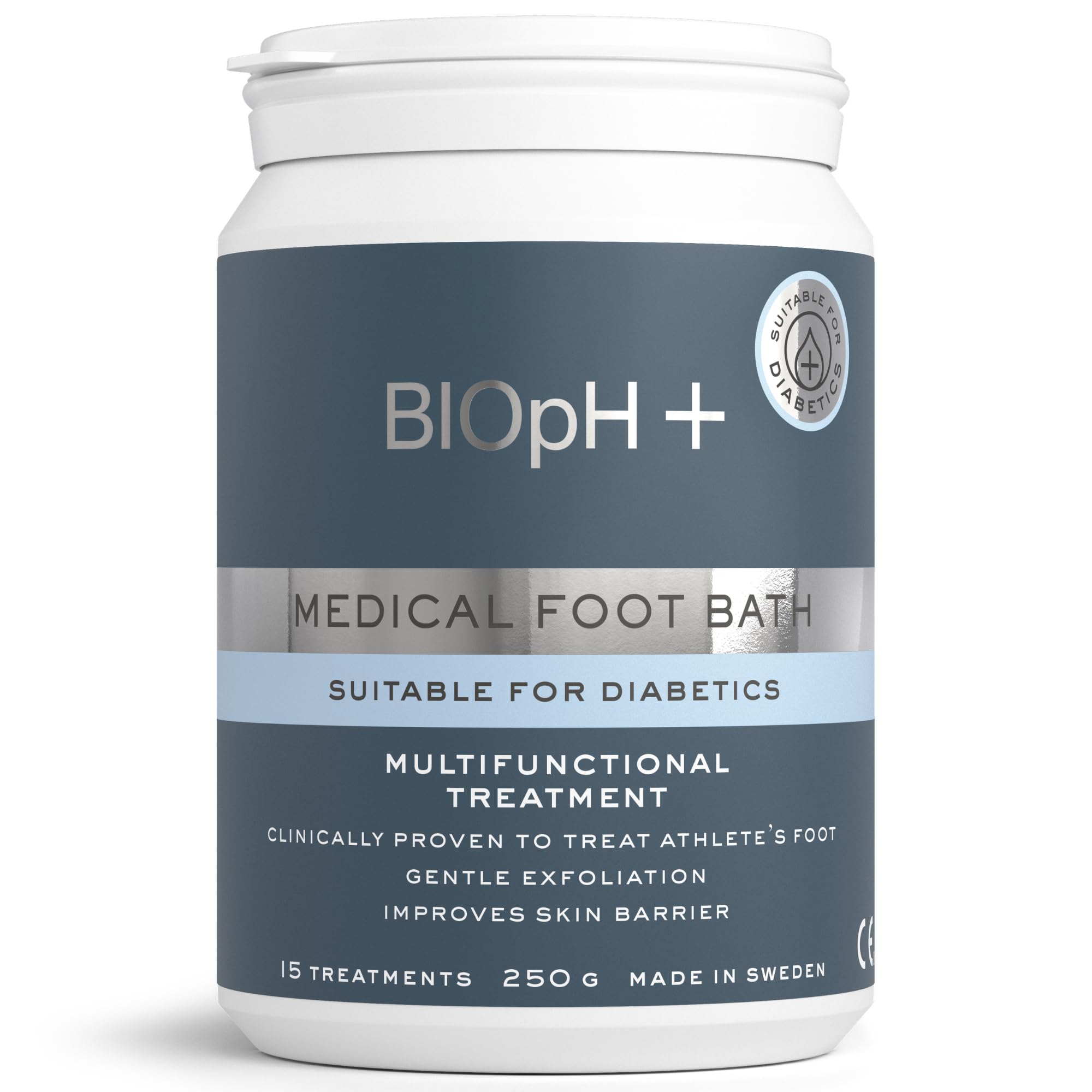 BIOpH+ Medizinisches Fußbad 250 g | Für Diabetiker geeignet | Klinisch geprüft bei Fußpilz, rissigen Fersen, Hornhaut und trockener Haut | Tiefenreinigung und Hauterneuerung