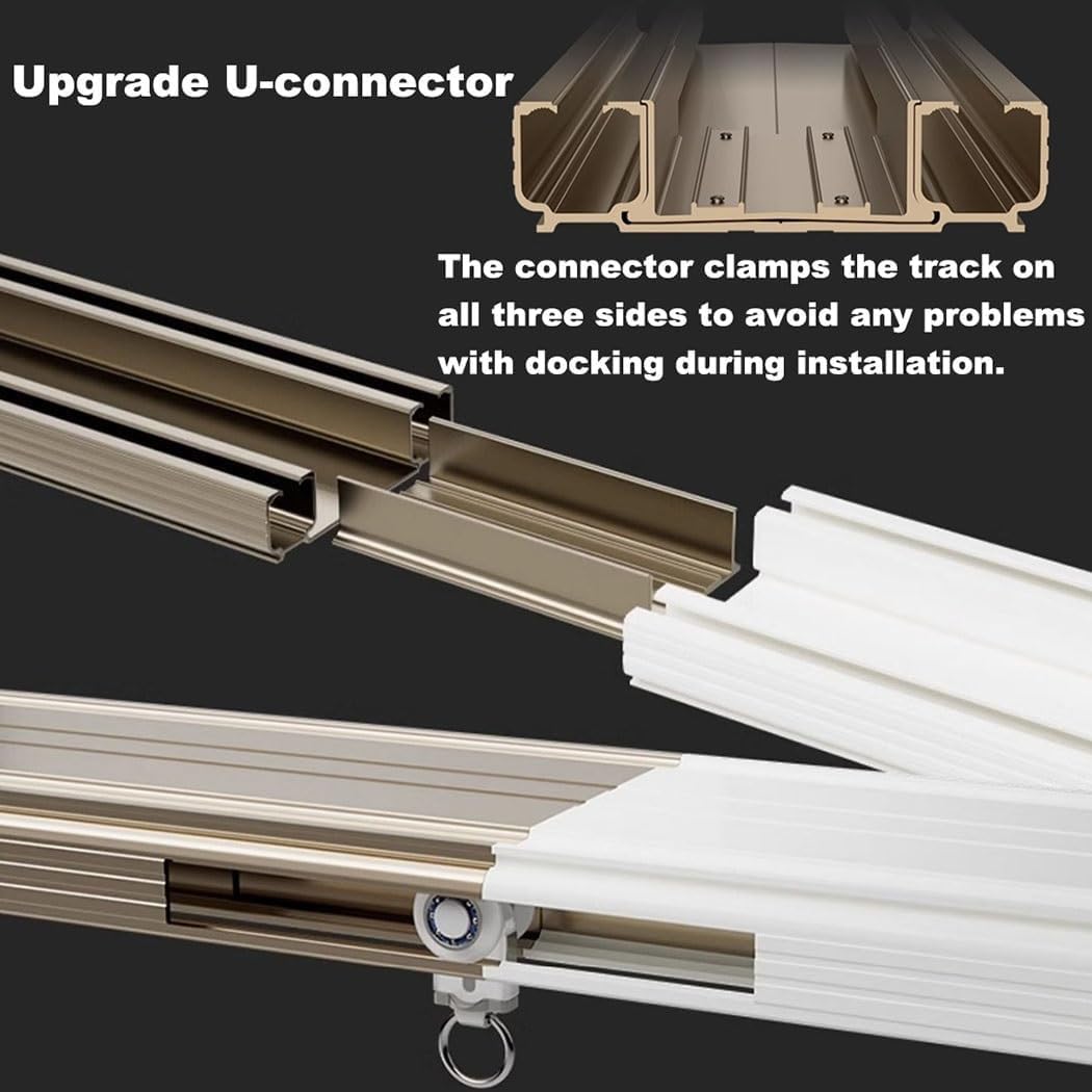 Ceiling Track For Curtains 70-600cm Heavy Duty Ceiling Curtain Track For Living Room/Bedroom/Shower/RV Curtain Rail Set With Track Curtain System(White,145CM (4.7FT))