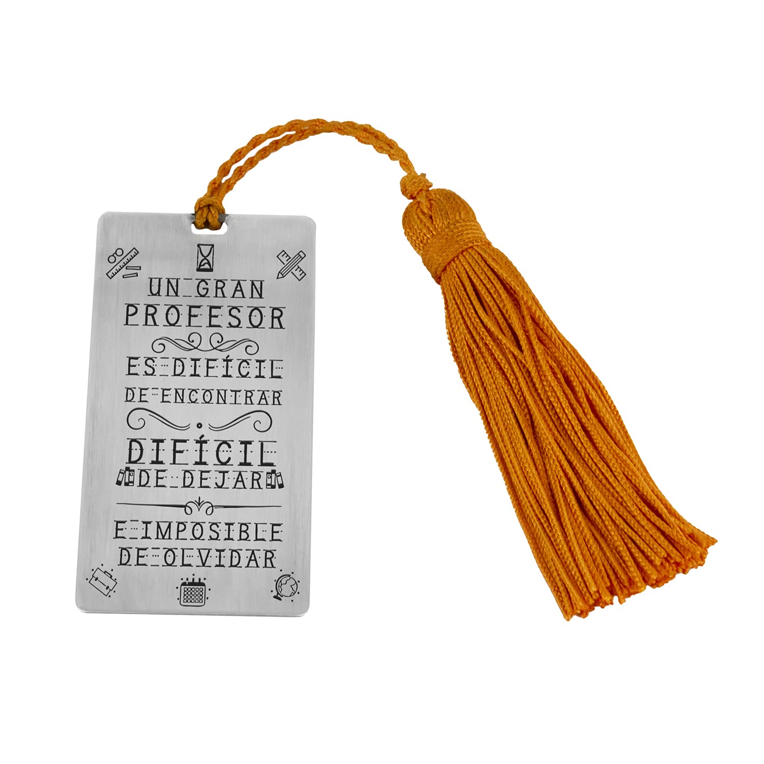 Segnalibro personalizzabile in argento "Un grande insegnante…" con nappone colorato - Regalo di fine corso, insegnanti, insegnanti (un volto)
