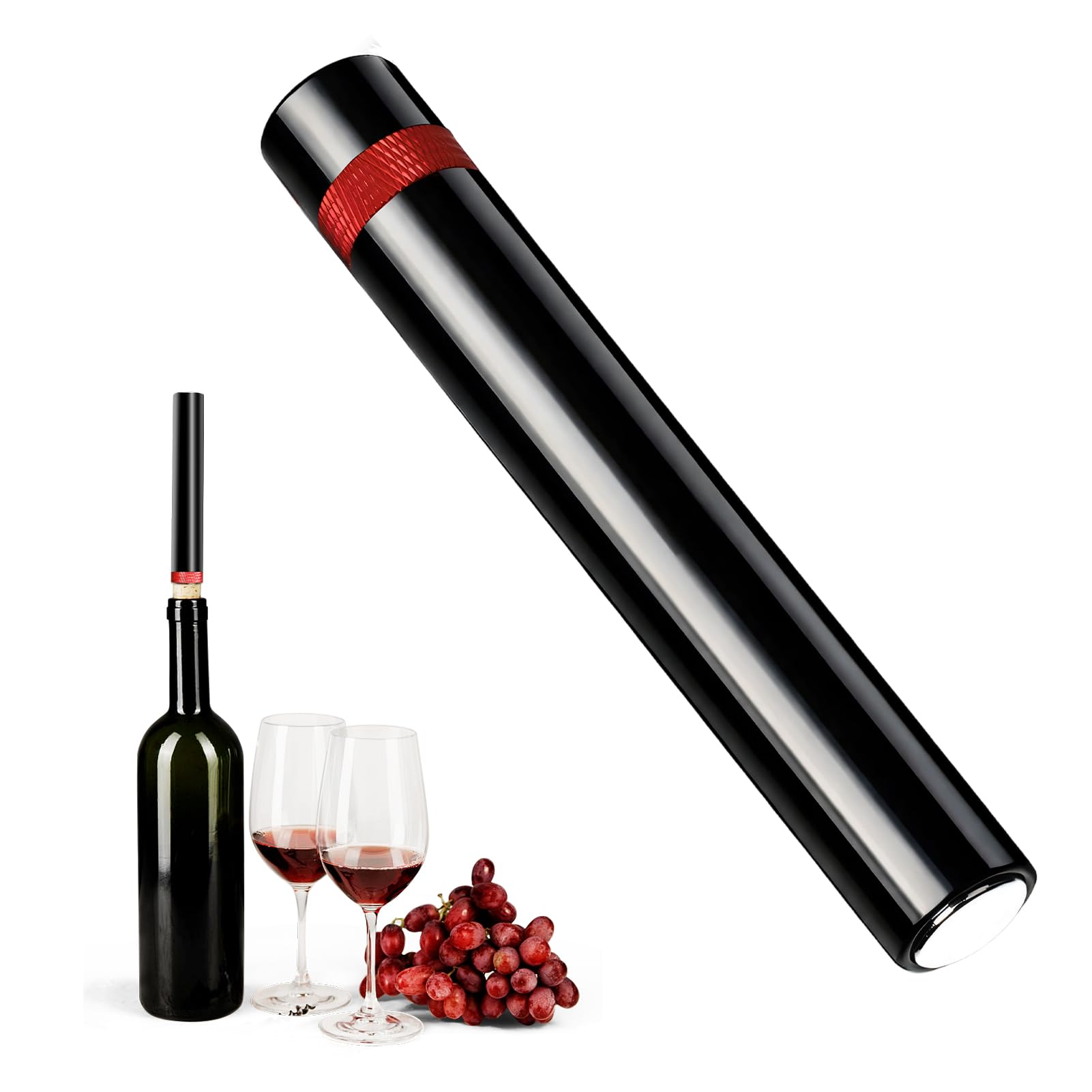 Sacacorchos Presión para Vino, Abridor de Acero Inoxidable, Abridor de Botellas con Bomba Presión, Aireador Vino Portátil para el Hogar, el Restaurante, la Fiesta (Rojo)