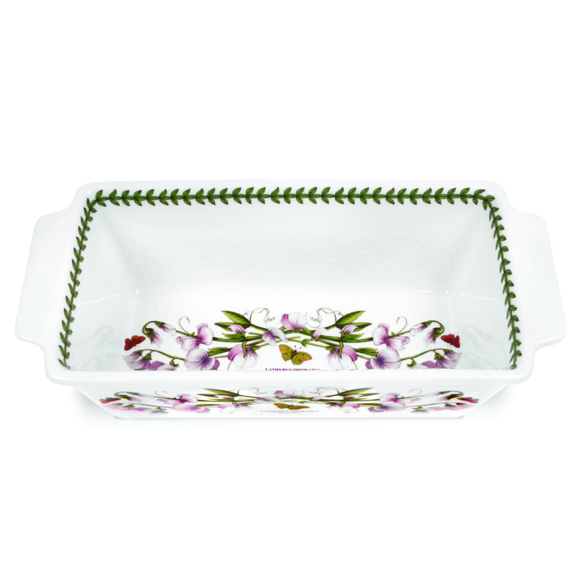 Portmeirion Botanic Garden Meatloaf Dish (11.75"x5.75") - Sweet Pea Motif, Porcelain Bakeware with Chip-Resistant Glaze - Oven, Microwave, Freezer, Dishwasher Safe for Everyday Use