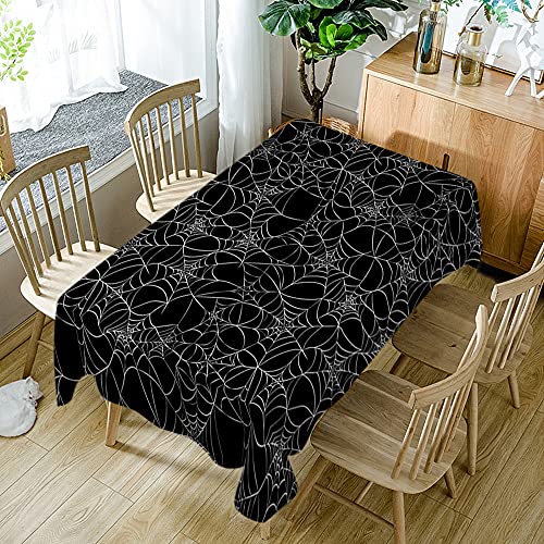 Wondertify Spider Web Tablecloth Halloween Gothic Scary Netting Rectangle Stain Resistant, Spillproof And Washable Table Cloth Black Grey 60X90 Inch #TOP1