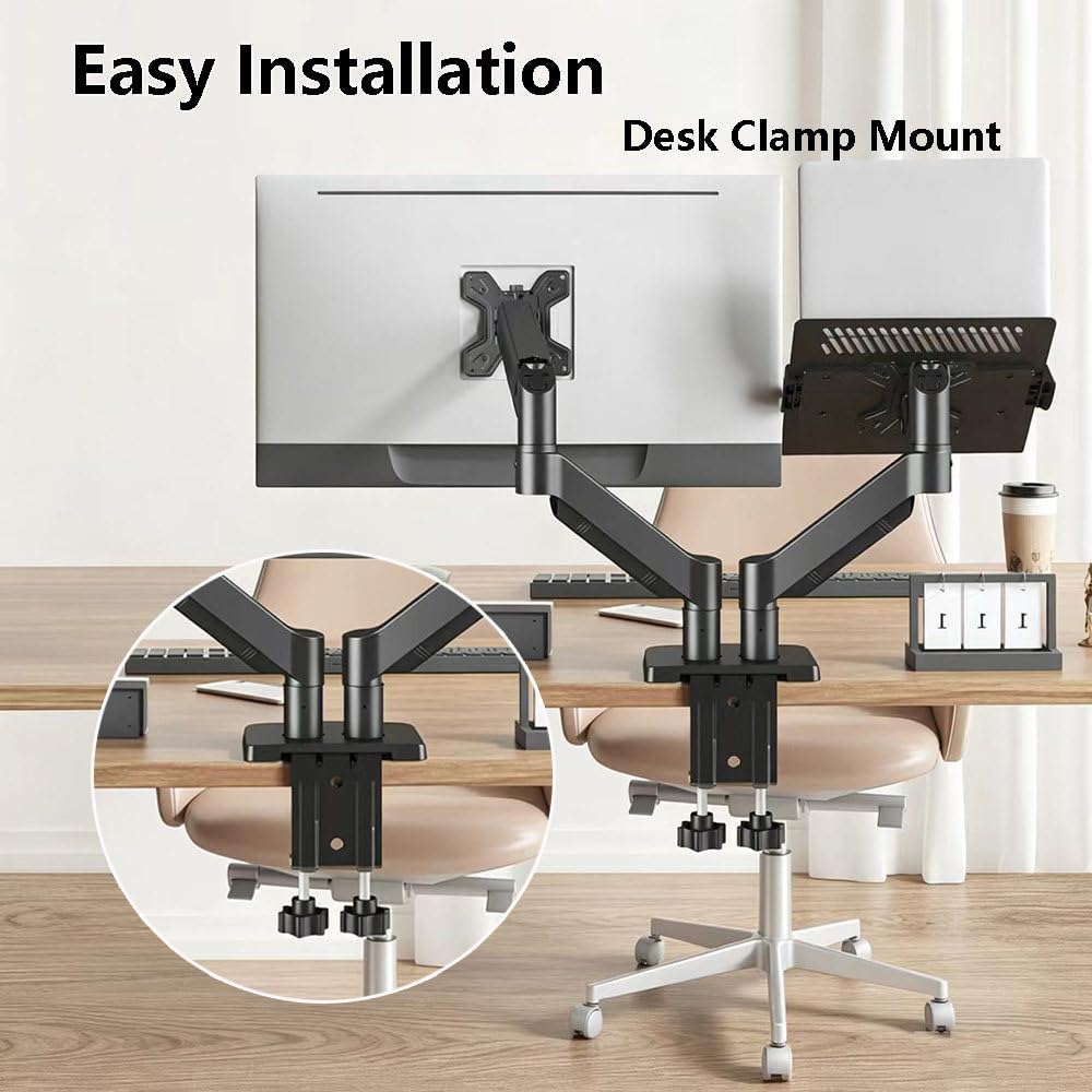 Supporto Per Doppio Monitor, Braccio Ergonomico Da Scrivania Per Monitor Da 17 A 32 Pollici – Portata Fino A 10 Kg (22 Lbs) – Regolabile In Altezza, Girevole, Inclinabile E Ruotabile