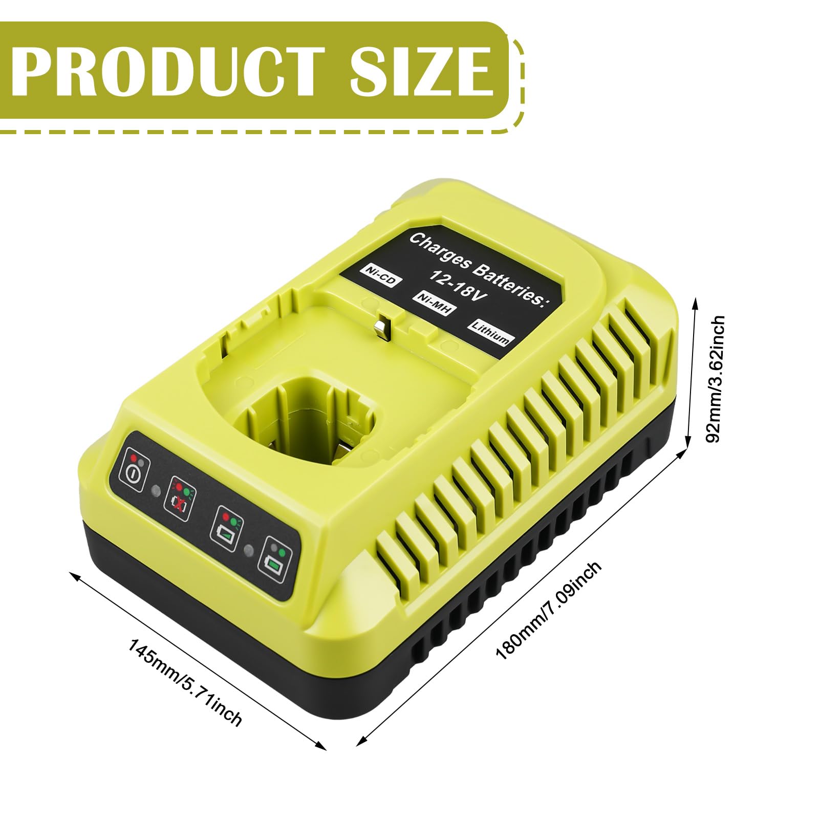 Cargador de 18 V de repuesto para Ryobi: versátil cargador P117, cargador de 12 V ~ 18 V para ryobi, cargador de batería para batería ryobi, cargador de repuesto para RyoBI ONE+ P118 P108 P107 P104