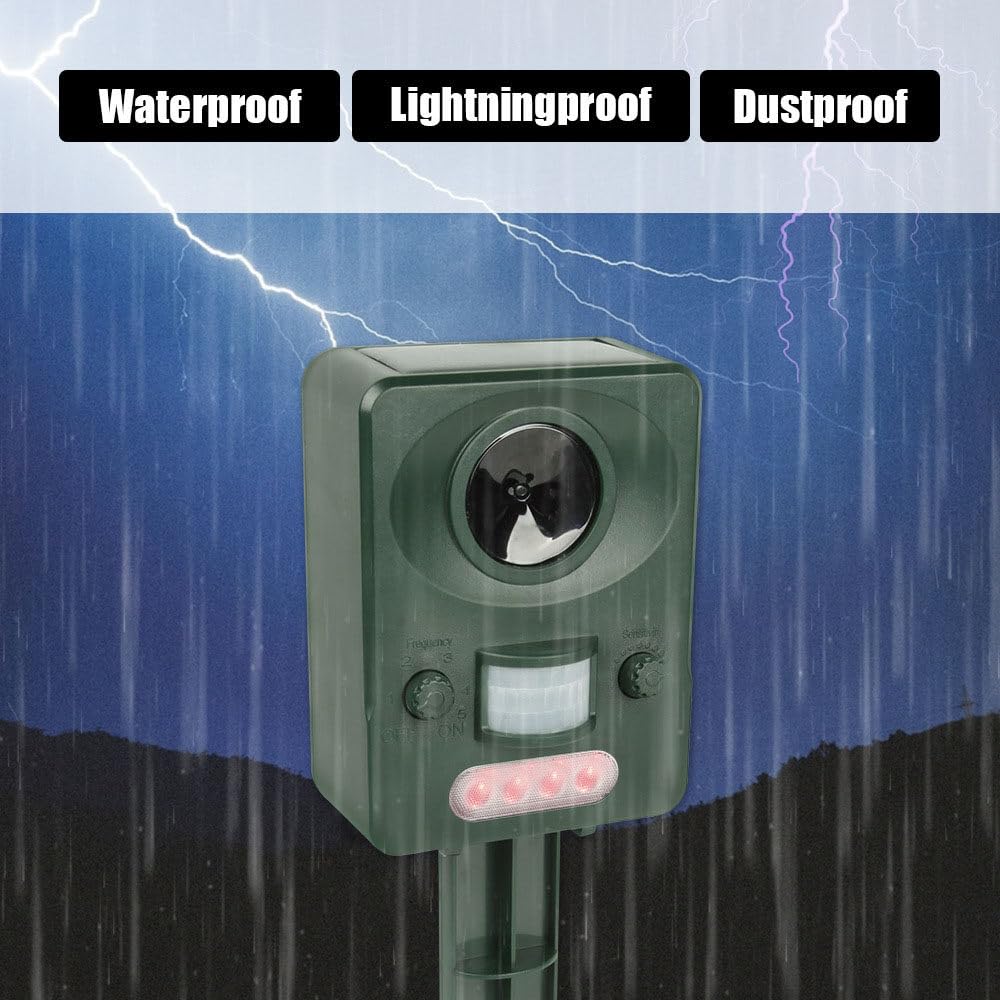Repellente per Animali Ad Ultrasuoni,Repellente per Animali Solare,Ricaricabile Tramite USB,Impermeabile Con Rilevatore Di Movimento,Respinge Talpe,Cani,Scoiattoli,Conigli,Procioni E Altro Ancora