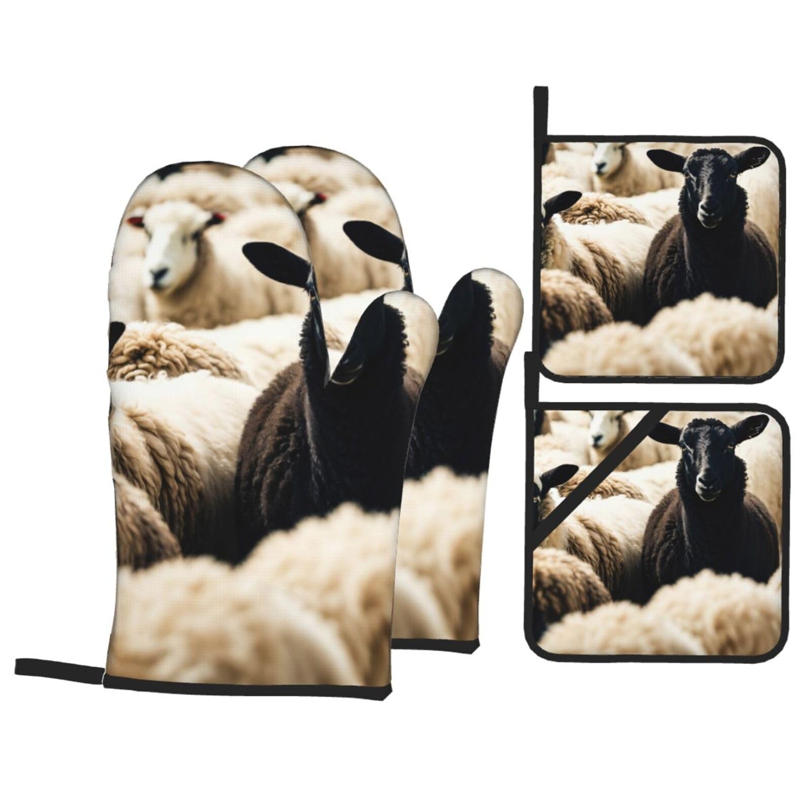 Gants de cuisine imperméables lot de 4 pour four micro-ondes manique textile moutons