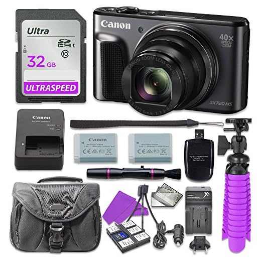 Canon PowerShot SX720 HS Digital Camera with 32GB SD Memory Card + Accessory Bundle