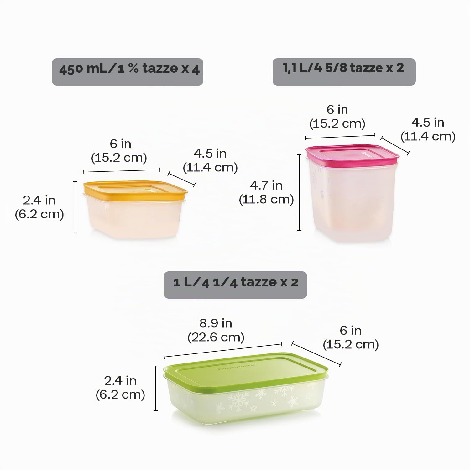 Tupperware Freezer Mates Gen II - Set di contenitori per alimenti, lavabili in lavastoviglie e senza BPA, 8 contenitori + 8 coperchi)