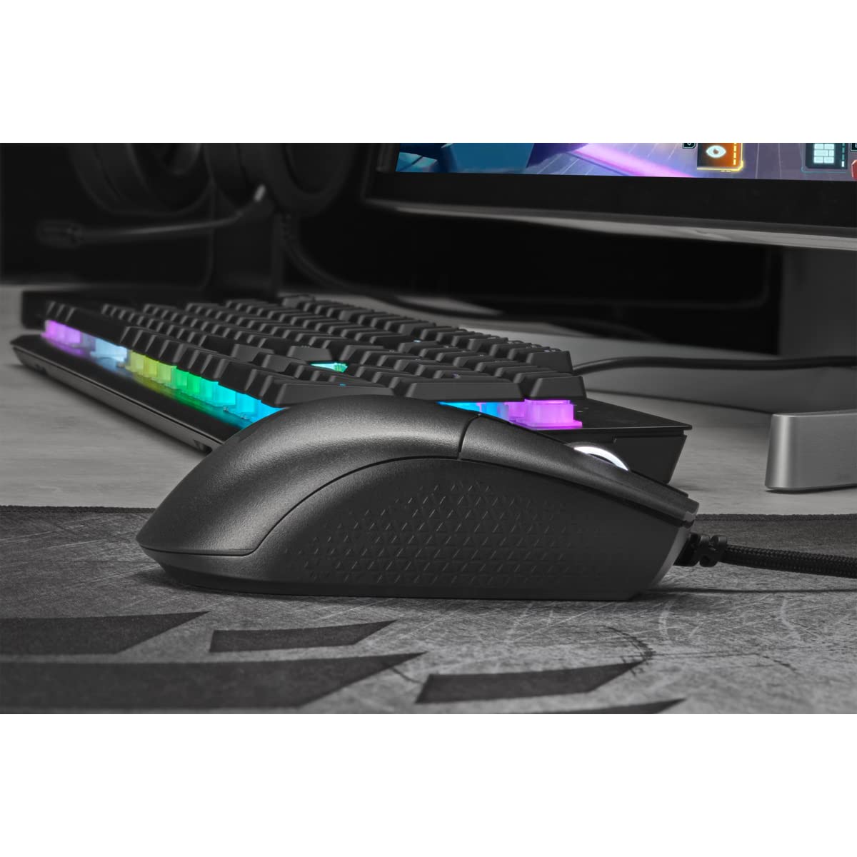 Corsair KATAR PRO XT Mouse Gaming Leggero, Forma Simmetrica, Per Una presa Claw oppure Finger, Pulsanti con Tecnologia Corsair QUICKSTRIKE, Sensore Ottico da 18.000 DPI, Nero
