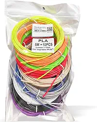 Caneta 3D Filamento PLA, Para Impressão Caneta 3D Para Crianças, 10 Cores, 5 Metros Cada, 1,75mm de Diâmetro, Brinquedo Menino, Adaptador AC