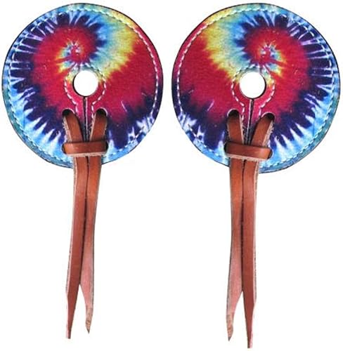 Showman Corbatas de teñido anudado arco iris, caballo, 3 pulgadas de ancho, protectores de broca de cuero para entrenamiento