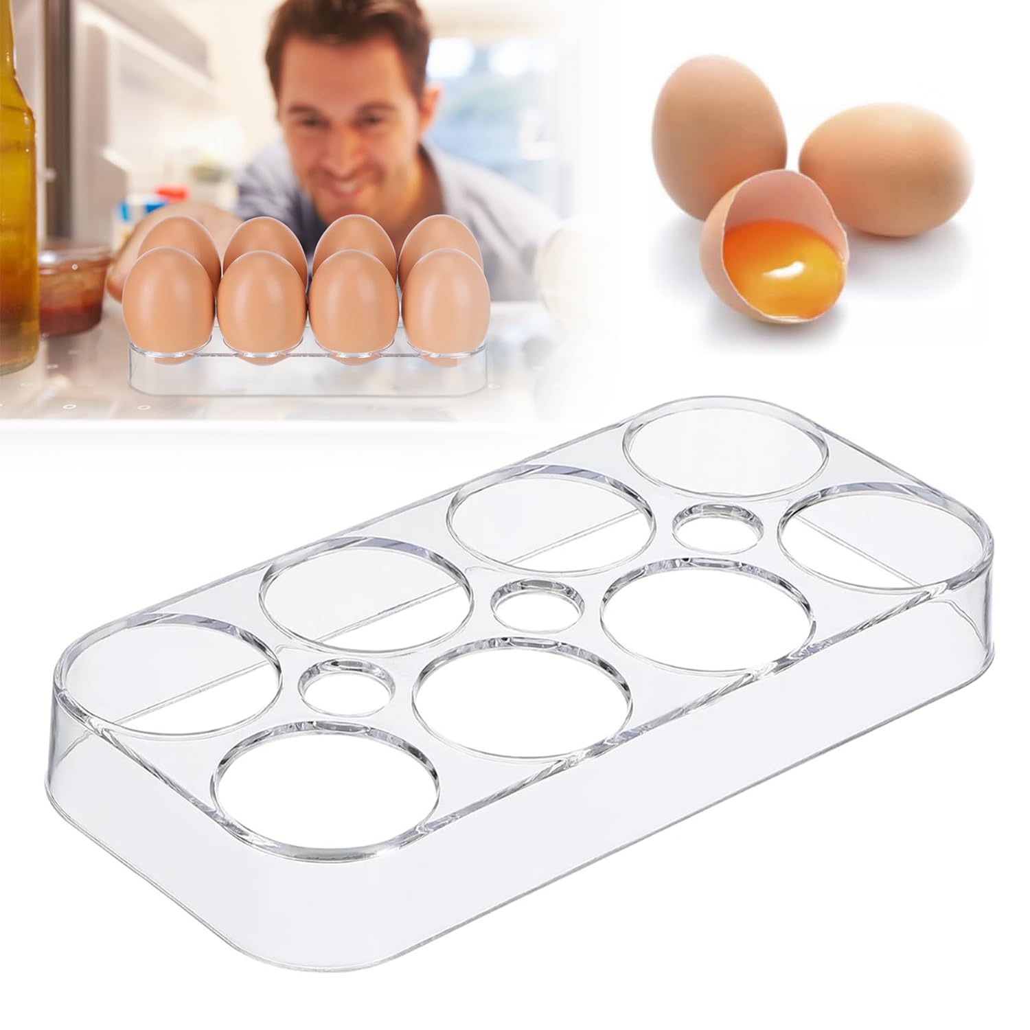 Eierbehälter für Kühlschrank, Kühlschrank Eierablage, Eieraufbewahrungsbox, Eierhalter für Kühlschrank, für Gefrierschrank Küche Camping und Mehr Schützt Eier vor Bruch (1 Stücke)