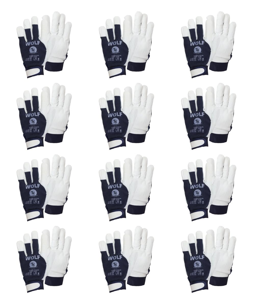 TK Wolf Lot de 12 paires de gants de travail en coton respirant Protection de travail de jardinage (9)