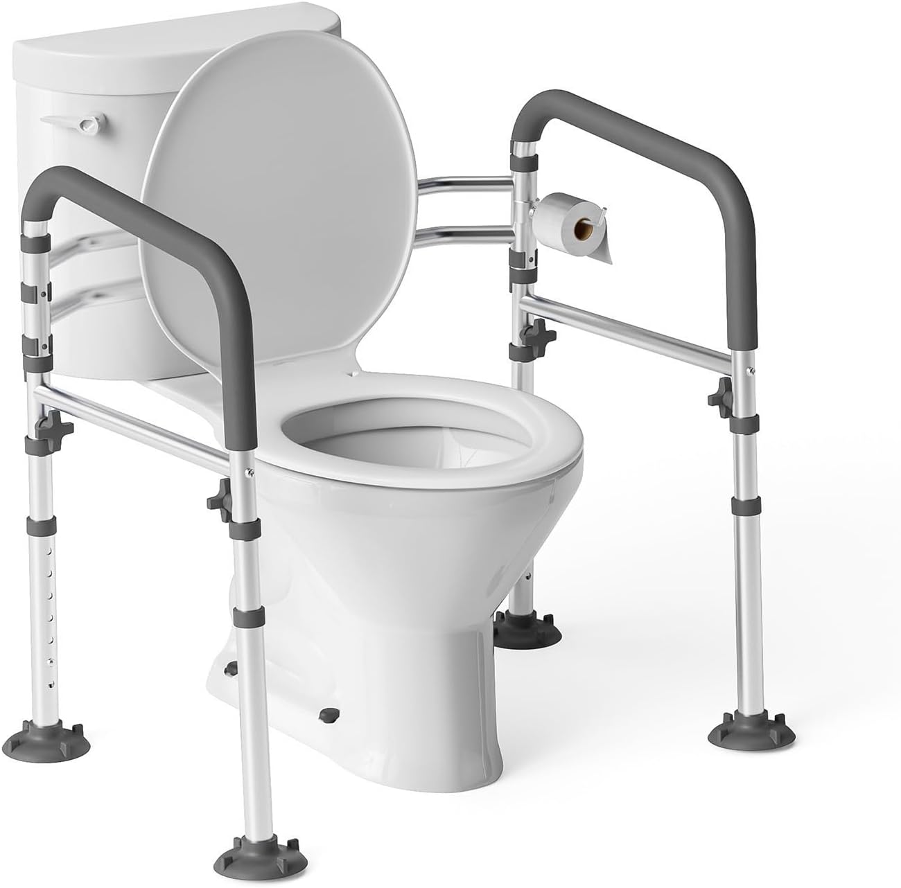 Toilet Safety Rail,Height-Adjustable Toilet Frame Width-Adjustable Toilet Handles Foldable Toilet Rail Provides Support for Seniors ? Pregnant ?Disabled Gray